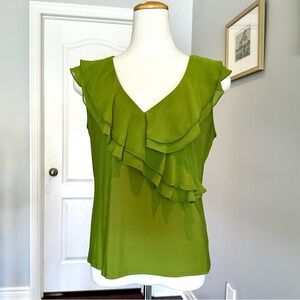 Melanie Lyne Green Ruffled Sleeveless Top Blouse - Size M